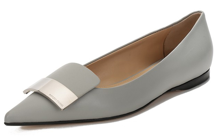 (W) SERGIO ROSSI Pointed Toe Leather Flats 'Blue Grey' 圖 2