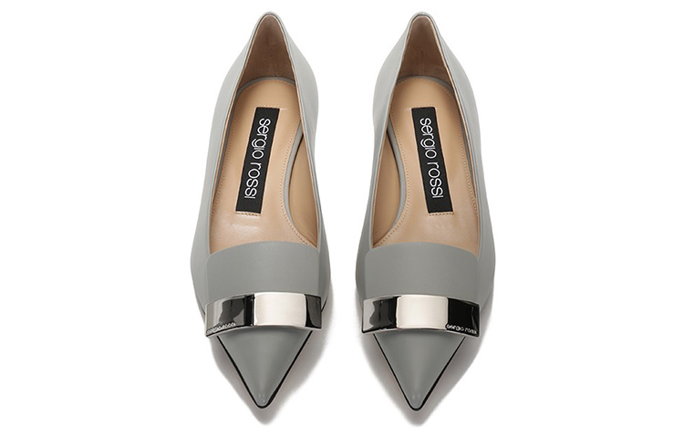 (W) SERGIO ROSSI Pointed Toe Leather Flats 'Blue Grey' 圖 3