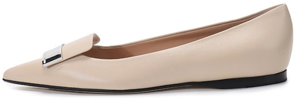 (Women) SERGIO ROSSI Pointed Toe Leather Flats 'Chalk White' A78960MAGN059180170 (Women) SERGIO ROSSI Pointed Toe Leather Flats 'Chalk White' A78960MAGN059180170