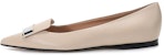 (W) SERGIO ROSSI Kasut Leper Kulit Hujung Runcing 'Chalk White' A78960MAGN059180170
