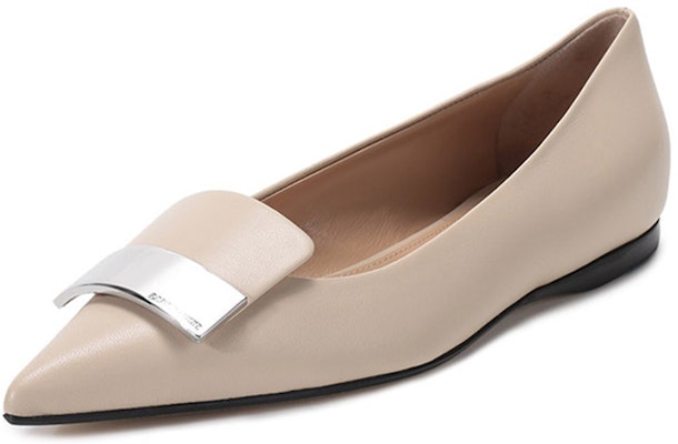 (Women) SERGIO ROSSI Pointed Toe Leather Flats 'Chalk White' A78960MAGN059180170 Order (Women) SERGIO ROSSI Pointed Toe Leather Flats 'Chalk White' A78960MAGN059180170