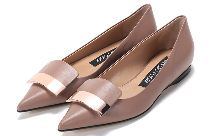 Lookbook (W) SERGIO ROSSI Sepatu Flats Kulit Lancip 'Deep Nude' A78960MAGN055755170