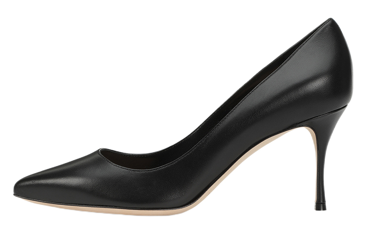 (Women) SERGIO ROSSI Pointed Toe Leather High Heel 'Black Fashion' A43841MAGN051101000