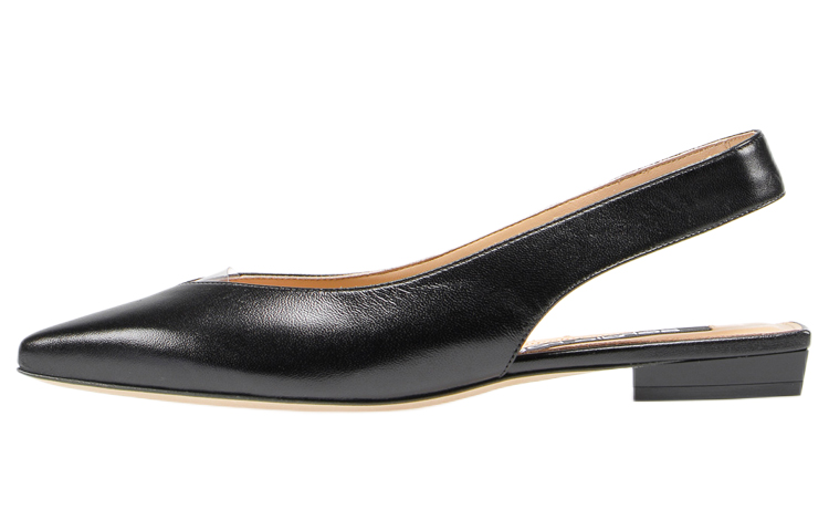 (W) SERGIO ROSSI Pointed Toe Nappa Leather Flats 'Black'