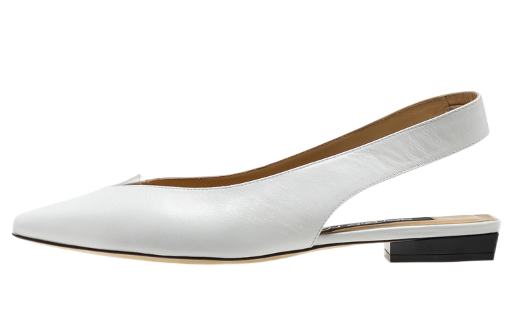 (Women) SERGIO ROSSI Pointed Toe Nappa Leather Flats 'White' A83460MFN4601269565