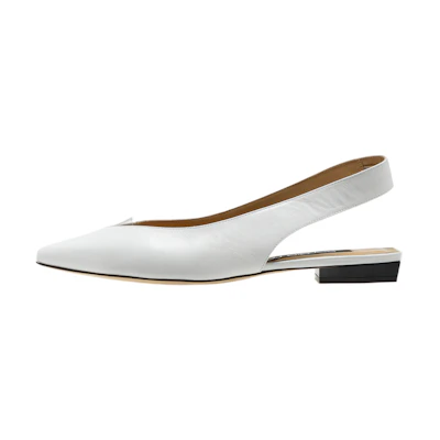 (W) SERGIO ROSSI Pointed Toe Nappa Leather Flats 'White'