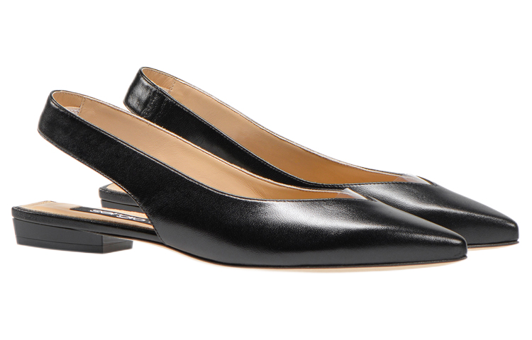 (W) SERGIO ROSSI Pointed Toe Nappa Leather Flats 'Black' 圖 2