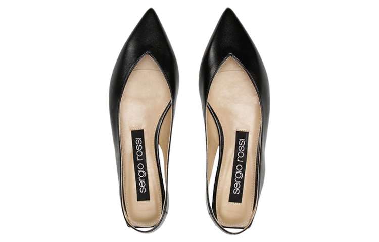 (W) SERGIO ROSSI Pointed Toe Nappa Leather Flats 'Black' 圖 3