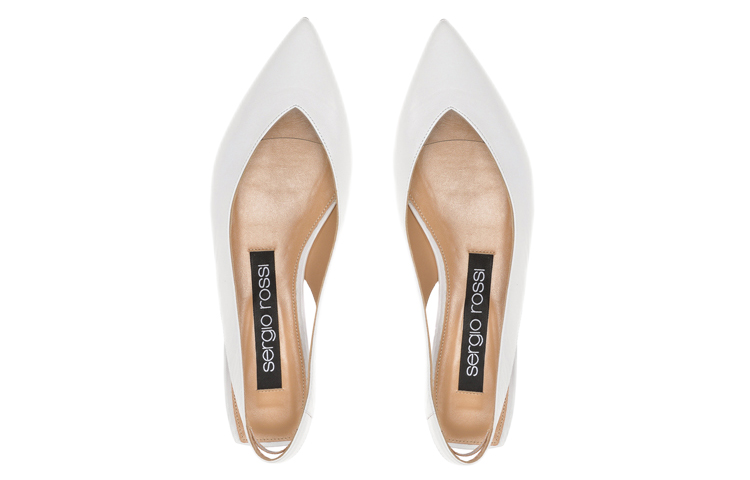 (W) SERGIO ROSSI Pointed Toe Nappa Leather Flats 'White' 圖 3