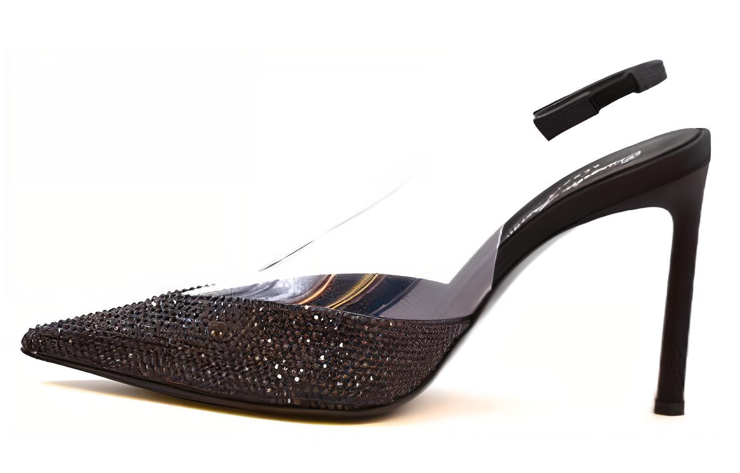 (Women) SERGIO ROSSI Pointed Toe Slingback Stiletto 12cm 'Black' B01140MFI628100