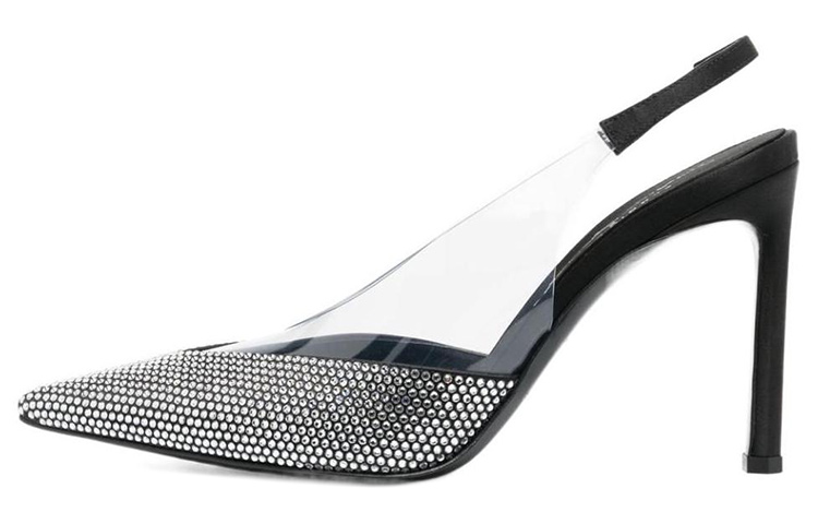 (Women) SERGIO ROSSI Pointed Toe Slingback Stiletto 'Silver' B01140MFI6281498