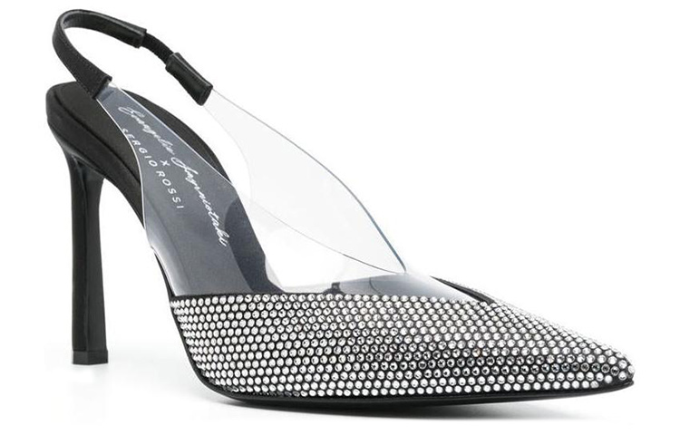 Order (W) SERGIO ROSSI Hak Tinggi Slingback Berujung Lancip 'Silver' B01140MFI6281498