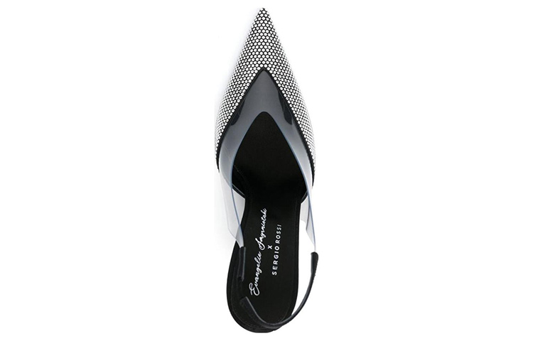 Lookbook (W) SERGIO ROSSI Hak Tinggi Slingback Berujung Lancip 'Silver' B01140MFI6281498