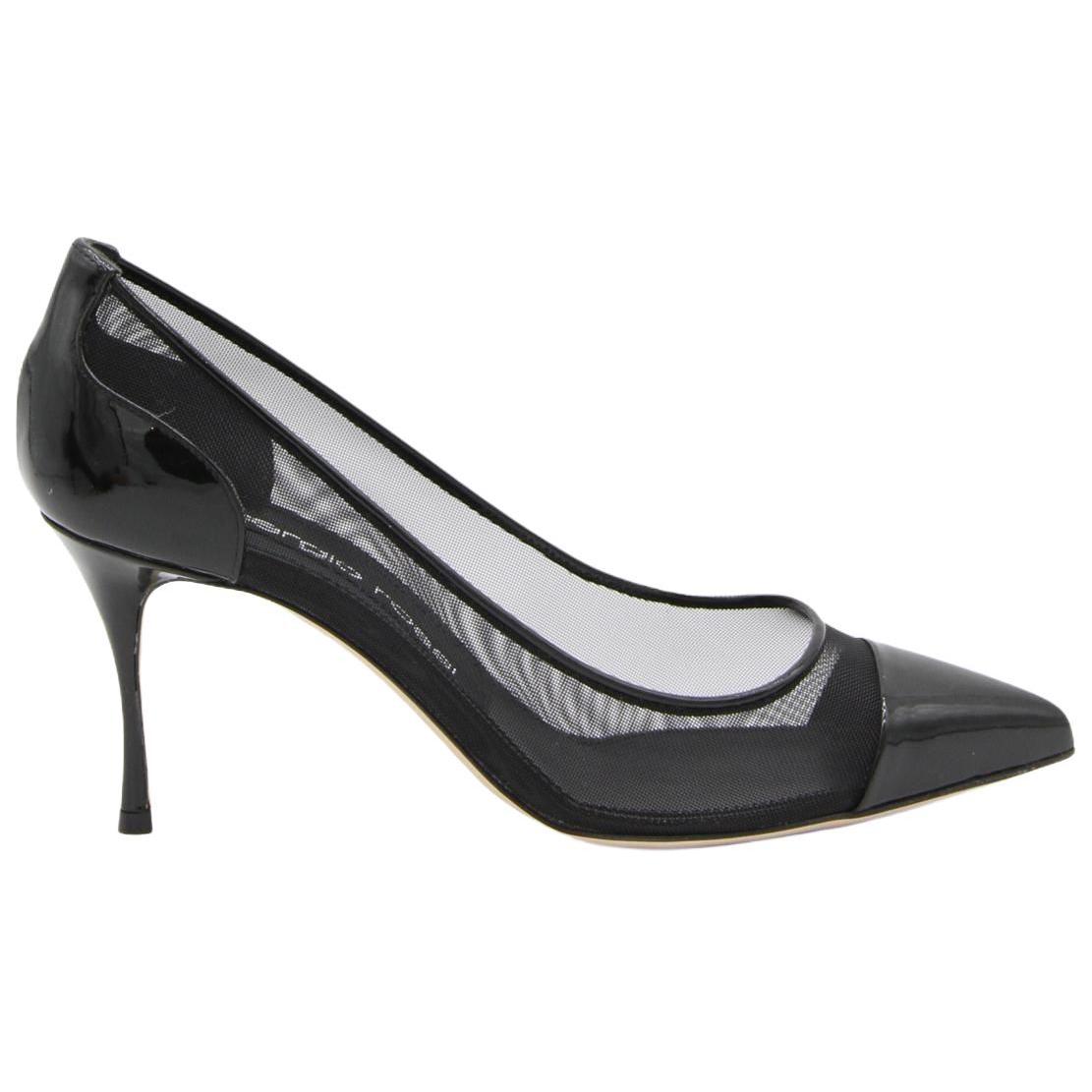 Order (W) SERGIO ROSSI Sepatu Hak Stiletto Kulit Hitam Toe Lancip Wanita A89581MFI3661000