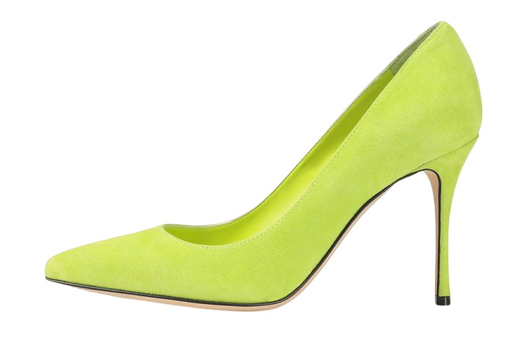 Buy SERGIO ROSSI 尖頭絨面革高跟鞋 女款 螢光黃