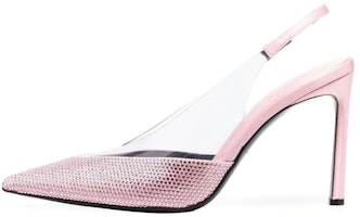 (Women) SERGIO ROSSI PVC Leather High-Heel Shoes 'Crystal Embellished Pink Pointed' B01140MFI6285904 (Women) SERGIO ROSSI PVC Leather High-Heel Shoes 'Crystal Embellished Pink Pointed' B01140MFI6285904