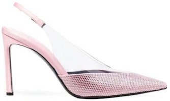 SERGIO ROSSI 牛皮PVC 水晶裝飾尖頭 高跟鞋 女款 粉色 Order SERGIO ROSSI 牛皮PVC 水晶裝飾尖頭 高跟鞋 女款 粉色