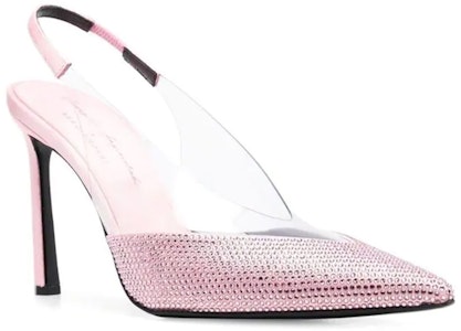 SERGIO ROSSI 牛皮PVC 水晶裝飾尖頭 高跟鞋 女款 粉色 Lookbook SERGIO ROSSI 牛皮PVC 水晶裝飾尖頭 高跟鞋 女款 粉色