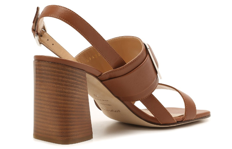 (W) SERGIO ROSSI Retro Leather Buckle High-Heeled Shoes 'Brown' 圖 5