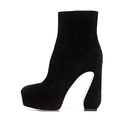 (W) SERGIO ROSSI Sculpted Heel Platform Ankle Boots 'Black'