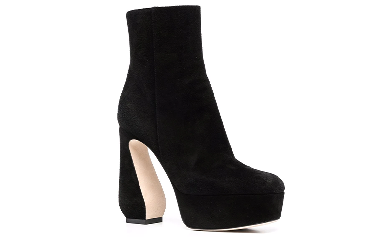 (W) SERGIO ROSSI Sculpted Heel Platform Ankle Boots 'Black' 圖 3