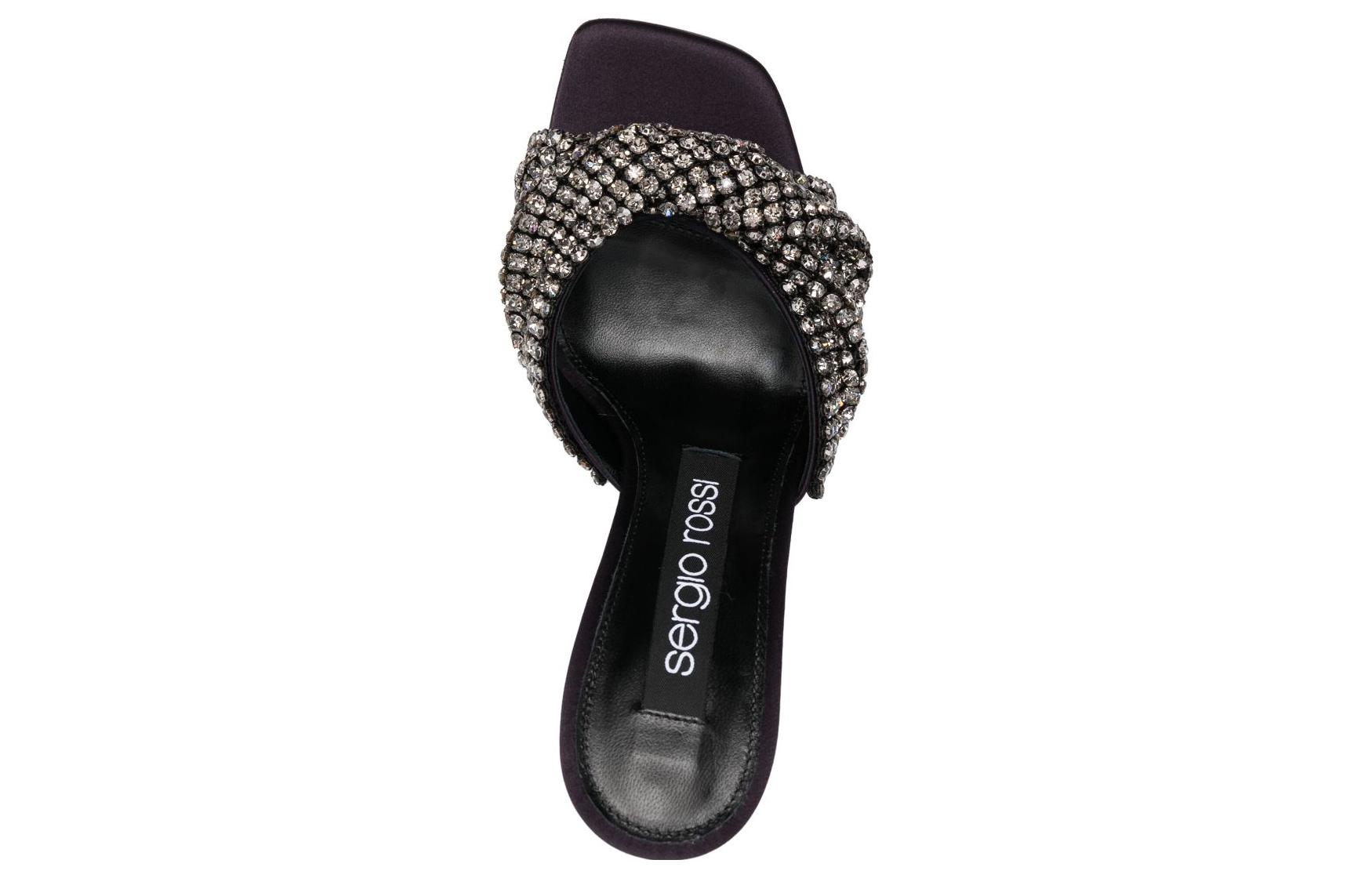 Shop SERGIO ROSSI 皮革舒適休閒一字拖鞋 女款 曜石黑色
