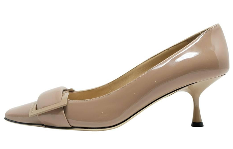 Buy (W) SERGIO ROSSI Sepatu Hak Tinggi Square Toe Buckle 'Coklat Muda Patent' A90530MVIV015755120