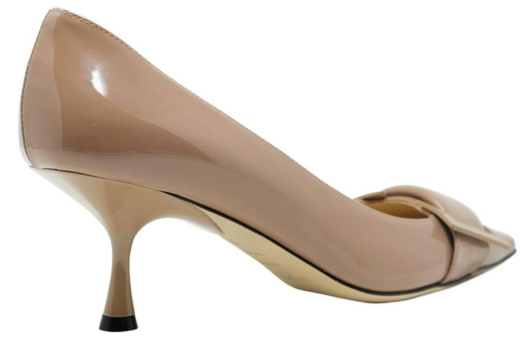 Lookbook (W) SERGIO ROSSI Sepatu Hak Tinggi Square Toe Buckle 'Coklat Muda Patent' A90530MVIV015755120