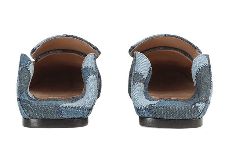 (W) SERGIO ROSSI Square Toe Denim Flats 'Blue' 圖 4