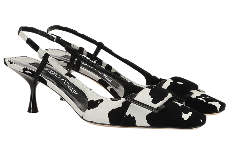 (W) SERGIO ROSSI Square Toe High Heels 'Black and White' 圖 2