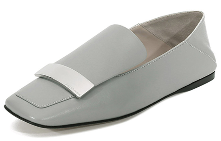 Order (W) SERGIO ROSSI Sepatu Datar Kulit Square Toe 'Abu-Abu' A77990MNAN071541170