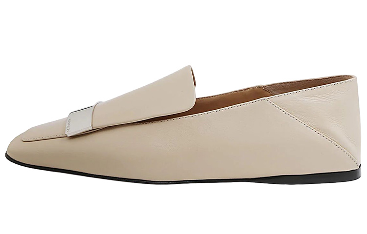 Buy (W) SERGIO ROSSI Sepatu Loafers Kulit Ujung Kotak 'Beige' A77990MNAN079180170
