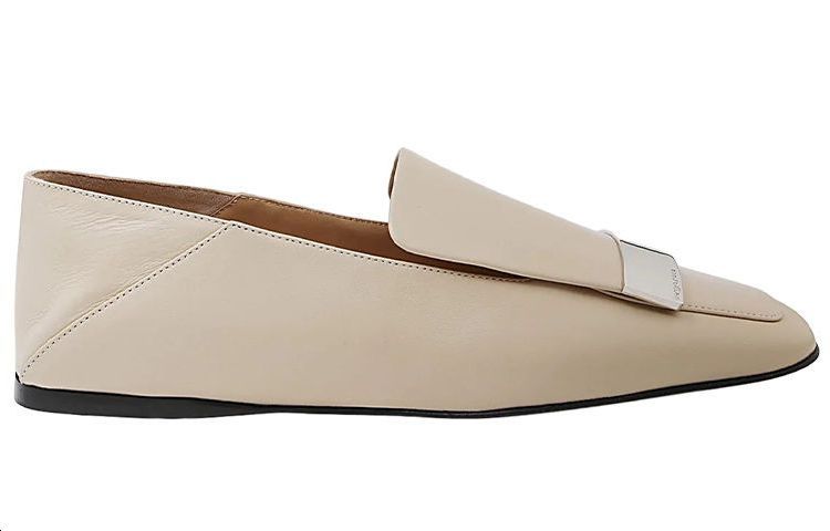 Order (W) SERGIO ROSSI Sepatu Loafers Kulit Ujung Kotak 'Beige' A77990MNAN079180170