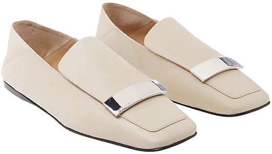 SERGIO ROSSI 女款米色方頭皮革樂福鞋 Shop SERGIO ROSSI 女款米色方頭皮革樂福鞋