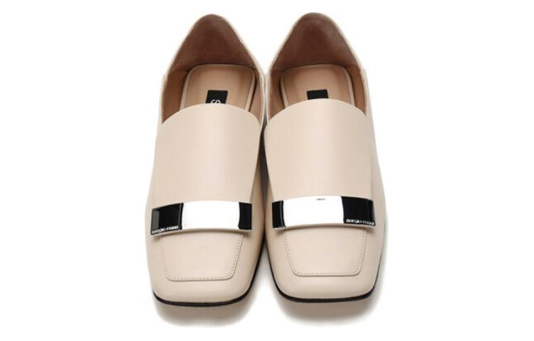Purchase (W) SERGIO ROSSI Sepatu Loafers Kulit Ujung Kotak 'Beige' A77990MNAN079180170