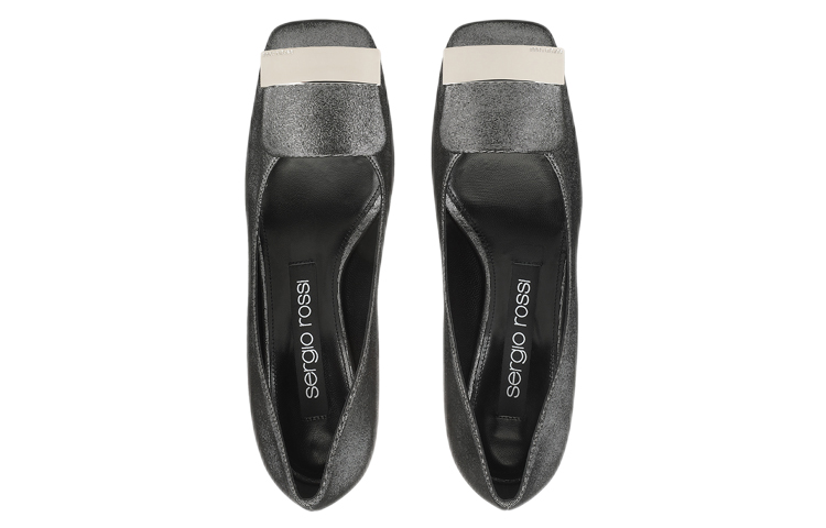 (W) SERGIO ROSSI Square Toe Mid-Heel Pump 'Charcoal Grey' 圖 3
