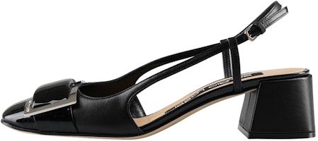 (Women) SERGIO ROSSI Square Toe Mules 'Black Chunky Heel' A98050MFN5951000 (Women) SERGIO ROSSI Square Toe Mules 'Black Chunky Heel' A98050MFN5951000