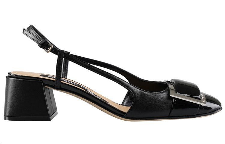 Order (Women) SERGIO ROSSI Square Toe Mules 'Black Chunky Heel' A98050MFN5951000