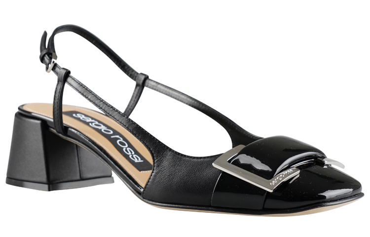Lookbook (Women) SERGIO ROSSI Square Toe Mules 'Black Chunky Heel' A98050MFN5951000