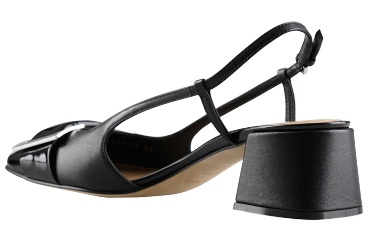 Shop (Women) SERGIO ROSSI Square Toe Mules 'Black Chunky Heel' A98050MFN5951000
