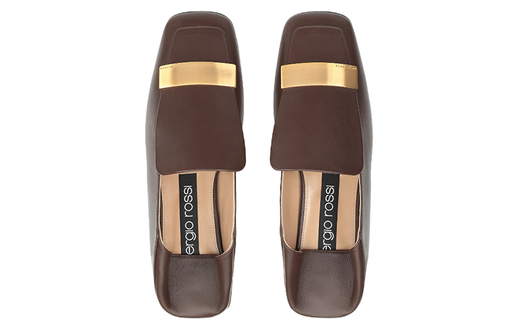 (W) SERGIO ROSSI Square Toe Nappa Leather Flat 'Dark Brown' 圖 3