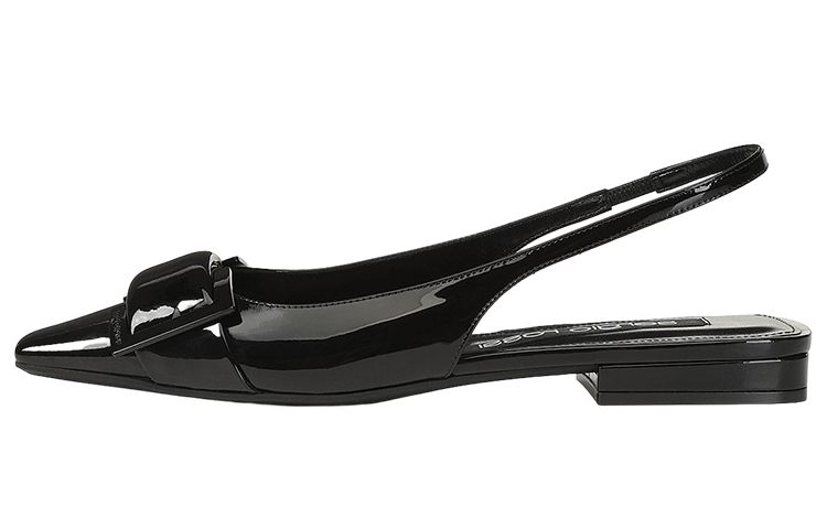 (Women) SERGIO ROSSI Square Toe Patent Flats 'Black' A95590MVIV014101000