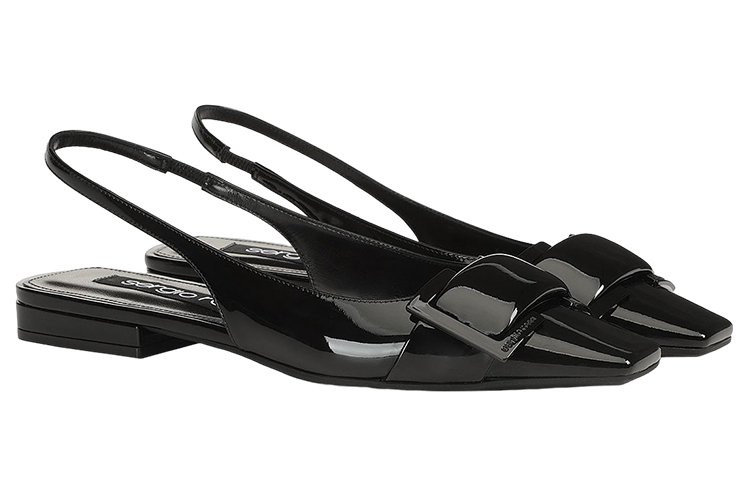 Order (Women) SERGIO ROSSI Square Toe Patent Flats 'Black' A95590MVIV014101000