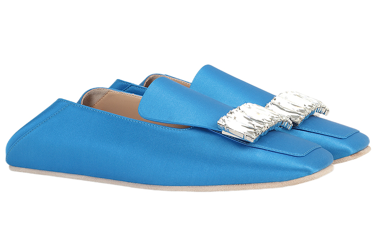 (W) SERGIO ROSSI Square Toe Satin Flats 'Blue' 圖 2
