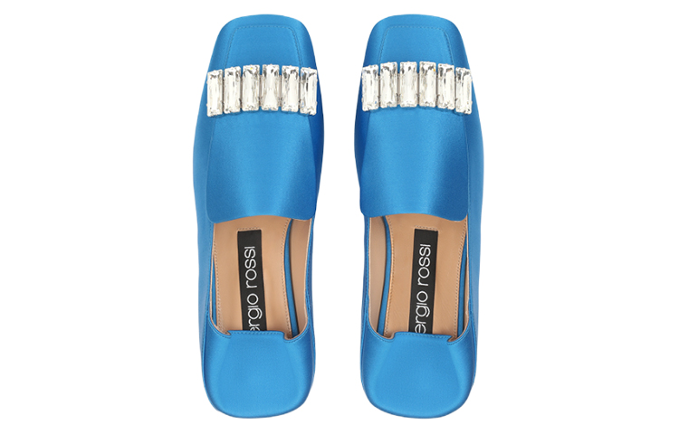 (W) SERGIO ROSSI Square Toe Satin Flats 'Blue' 圖 3