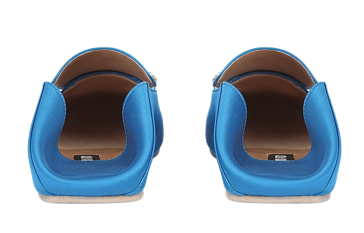 (W) SERGIO ROSSI Square Toe Satin Flats 'Blue' 圖 4