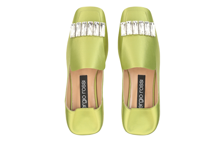 (W) SERGIO ROSSI Square Toe Satin Flats 'Green' 圖 3