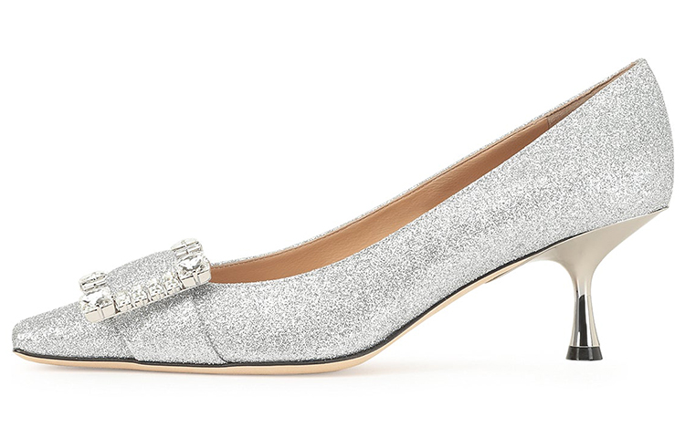 (Women) SERGIO ROSSI Square Toe Slingback 'Silver' A92860MTE101154