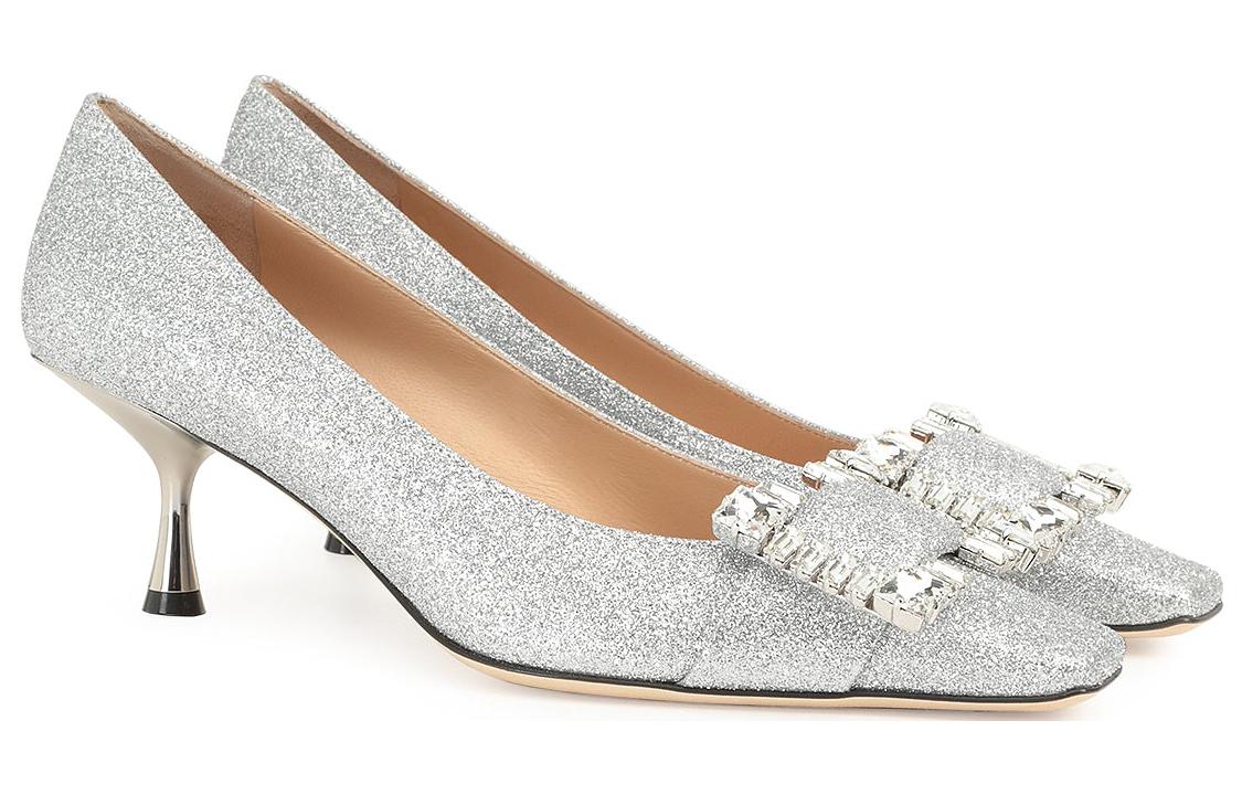 Order (W) SERGIO ROSSI Sepatu Slingback Silver Toe Persegi A92860MTE101154