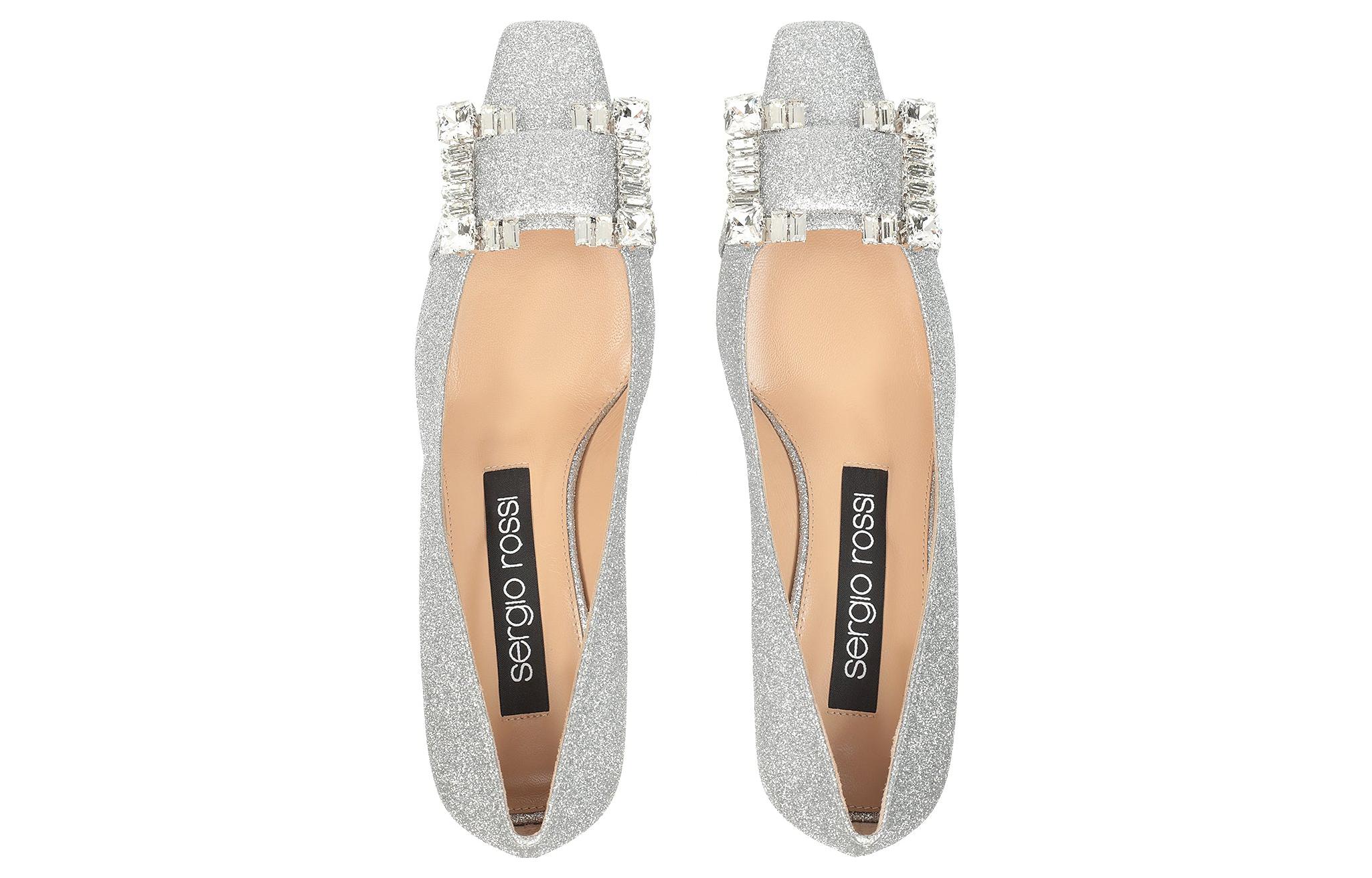 Lookbook (W) SERGIO ROSSI Sepatu Slingback Silver Toe Persegi A92860MTE101154